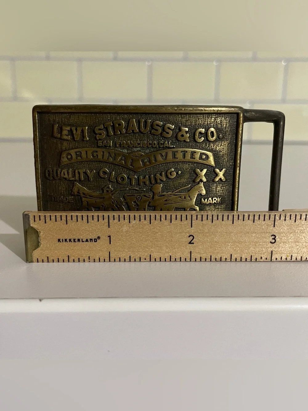 Levi's Brass Embossed Two-Horse Belt Buckle
